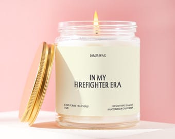 Firefighter Gift In My Firefighter Era Candle Funny Unique Handmade Personalized Gift Graduate Congrats Search Rescue Husband F737B