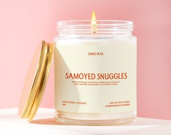 Samoyed Snuggle Gift Candle Funny Dog Lover Unique Samoyed Gift Candle Quirky Pet Owner Candle Ideal For Dog Lovers Funny Gift Candle J910