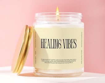 Get Well Soon Gift Healing Vibes Candle Funny Unique Handmade Recovery Care Package Appreciation Personalized Feel Better Her G044