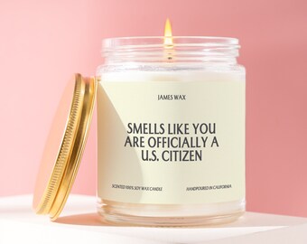 Custom Citizenship Gift, Custom US Citizen Candle, New Citizen Gift, American Citizenship Test Candle, Gift for New US Citizen, P007B