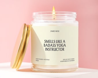 Yoga Instructor Gift Badass Yoga Instructor Custom Candle Funny Handmade Unique For Wellness Coach Yoga Teacher Personalized For Her F462B