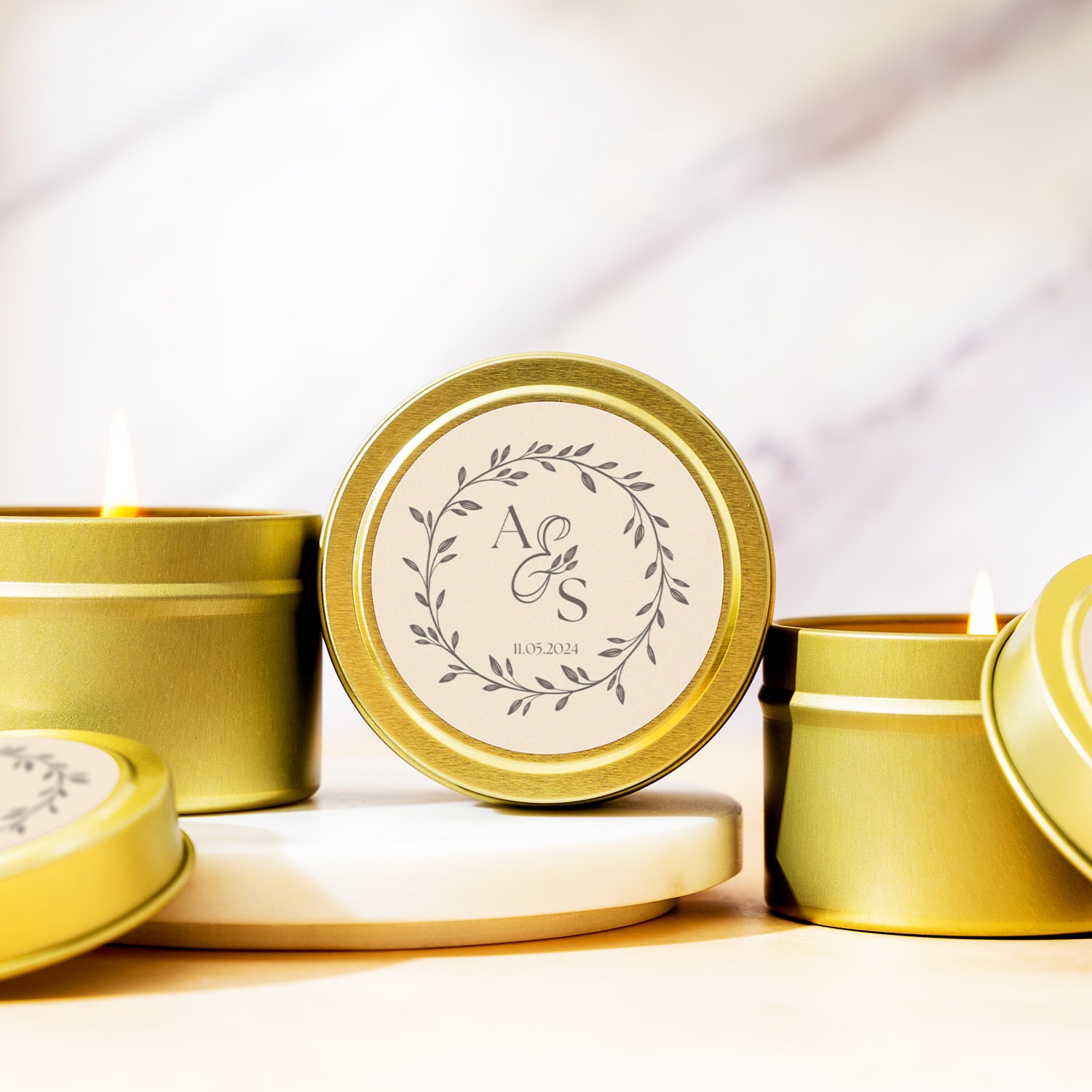 Cooking Class Gold Tin Candle Favors