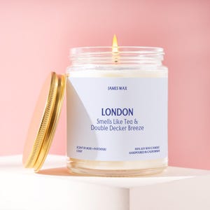 London Gift Tea & Double-Decker Breeze Custom Candle Funny Unique Handmade England Travel Souvenir Personalized Study Abroad For Her - C007