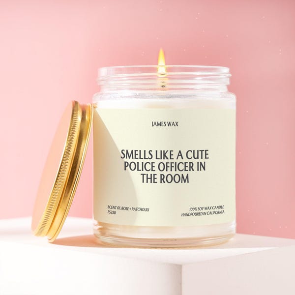 Police Academy Candle, Gift for Him, Smells Like a Cute Police Officer in the Room, Police Card, Gift for Friend, Police Gift Box F523B