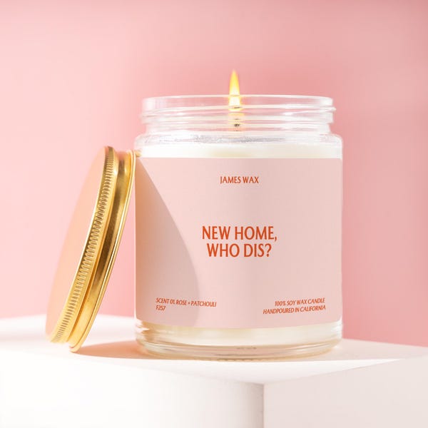 Housewarming Gift New Home Who Dis? Scented Candle Moving Out For Friend Funny Unique Handmade Party Care Package Personalized F257