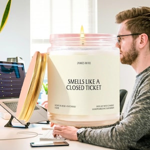 Tech Support Gift Smells Like A Closed Ticket Candle Funny Unique Handmade For IT Professionals Help Desk Staff Computer Nerd F307B