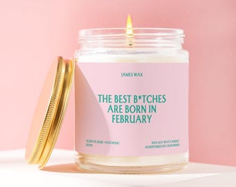 February Birthday Candle The Best Bitches Are Born in February Funny Aquarius Pisces Zodiac Gift Birth Month Gift for Her Women J5700