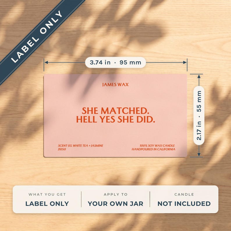 Match Day Candle She Matched Hell Yes Female Doctor Residency J1050 Label Only (No Candle)
