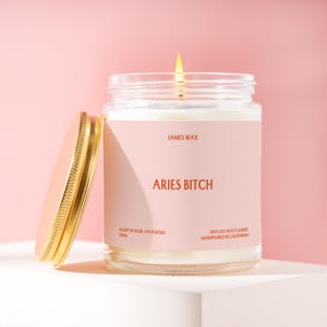 Aries Gift Aries Bitch Custom Candle March April Birthday Astrology Spiritual For Her Party Favor Care Package Friend Sign Keepsake F005