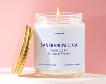 Personalized San Francisco Candle Custom Nashville Gift For Her Gift For Him Fog Farmers Markets California Travel Unique Travel - C013