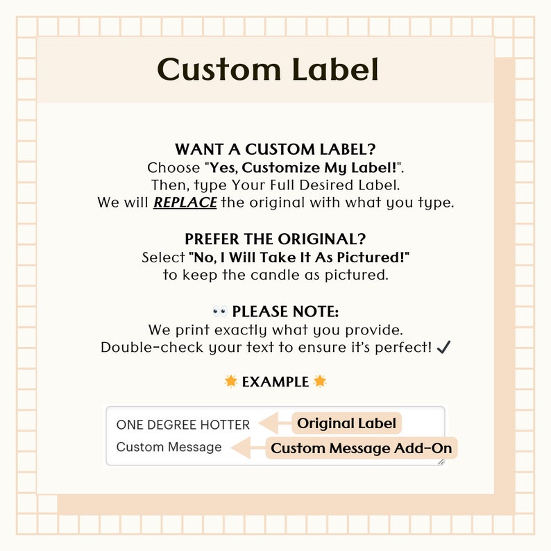 a screen shot of a custom label