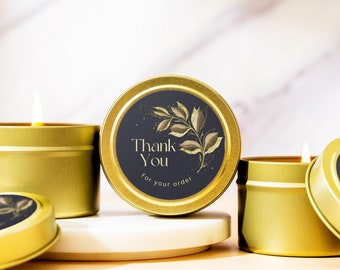 Wedding Favors for Guests Bulk - Custom Candle Gift - Wedding Favors Personalized - BULK Candles - 4oz/8oz Gold Tin Candle (WF73)