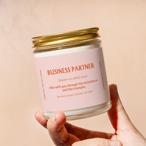 Personalized Business Partner Candle Funny Custom Definition Gift For Her Gift For Him Best Partner Thank You Gift Partnership D004