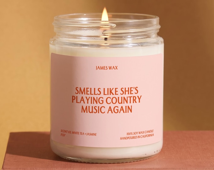 Country Music Candle, Smells Like She's Playing Country Music Again, Country Music Card, Country Music Gift, Gift For Singer, Gift Idea F137
