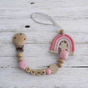 Custom Baby Name Soother Holder - Personalized Wooden Pacifier Clip for Newborns