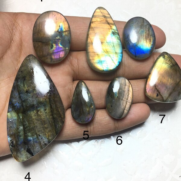 Rabiyajewels AAA Quality Natural Multi Fire Labradorite Cabochon, Purple Labradorite Gemstone Cabochon Labradorite