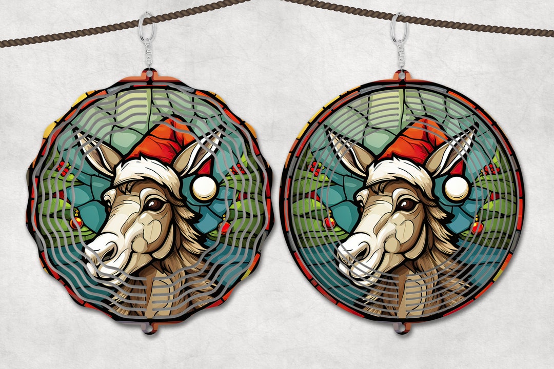 Christmas Stained Glass Wind Spinner Sublimation Design Template, Sun ...