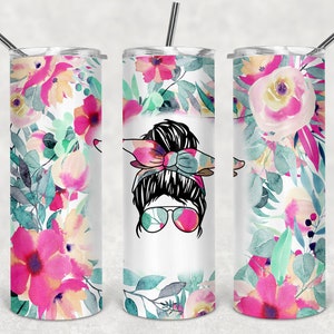 Messy Bun Sublimation Tumbler Design, 20oz Mom Bun Skinny Tumbler Wraps Template PNG, 20oz Straight Tumbler, Tumbler wrap png