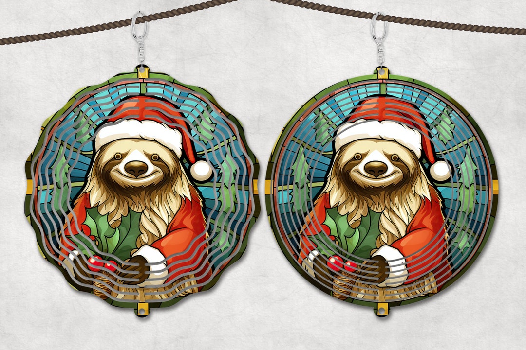 Christmas Stained Glass Wind Spinner Sublimation Design Template, Sun ...