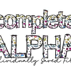 Doodle Buchstaben PNG, Alphabet Buchstaben, Doodle Alpha png, Sublimationsalphabet, handgezeichnete Buchstaben, druckbare Alpha, machen Sie Ihren eigenen Namen