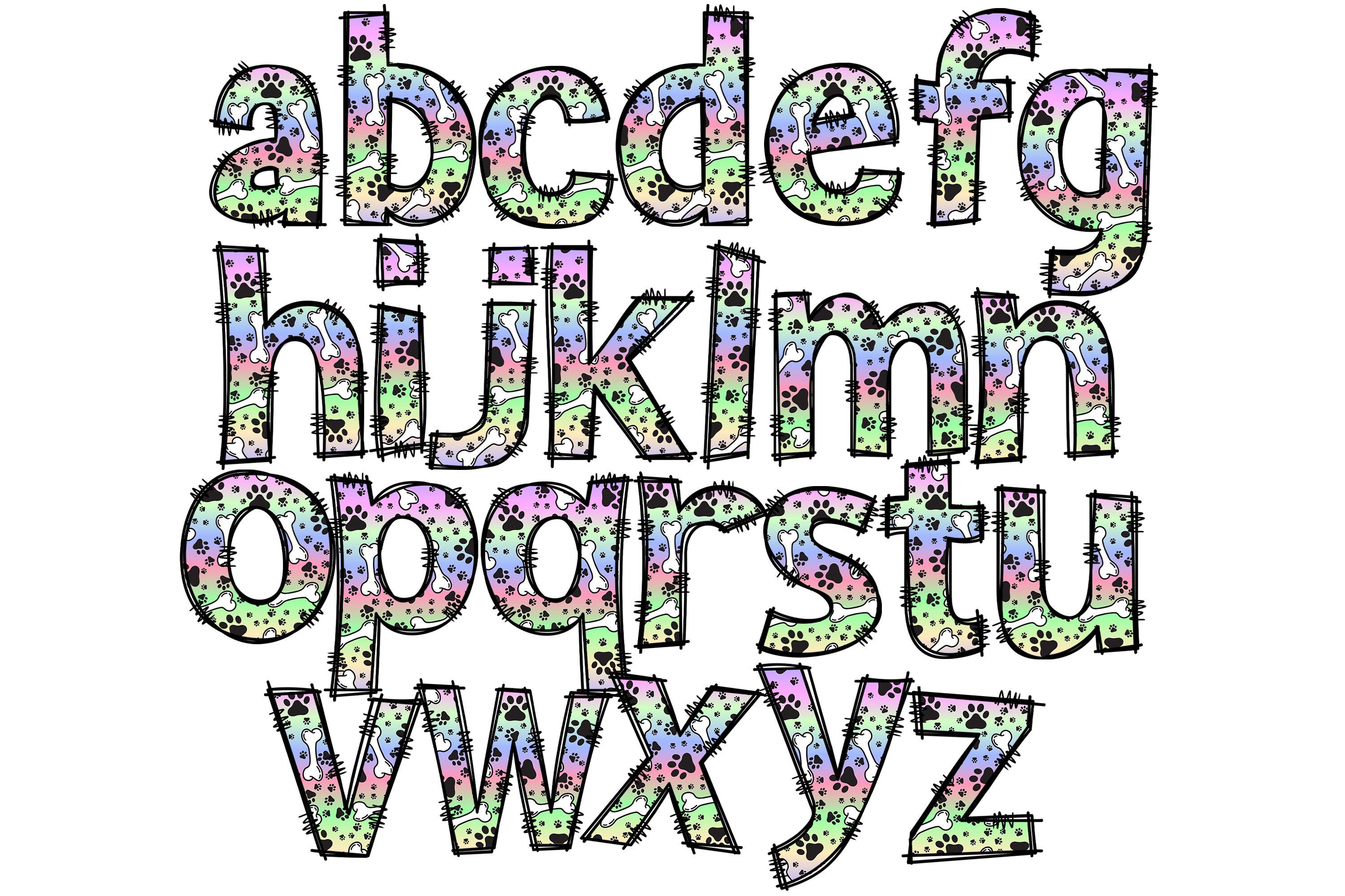 Doodle Letters PNG, Alphabet Letters, Doodle Alpha Png, Sublimation