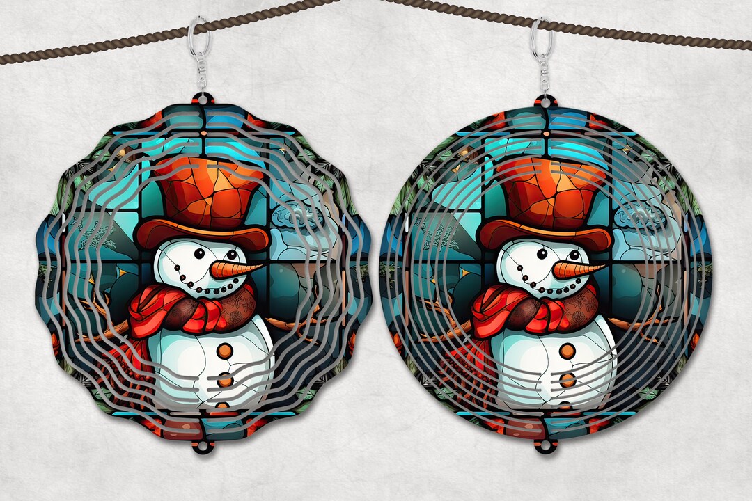 Christmas Stained Glass Wind Spinner Sublimation Design Template, Sun ...