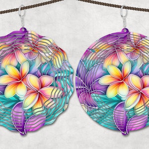 Floral Wind Spinner Sublimation Design Template, Sun Catcher, Floral wind Spinner png, Round Hanging Spinners png.