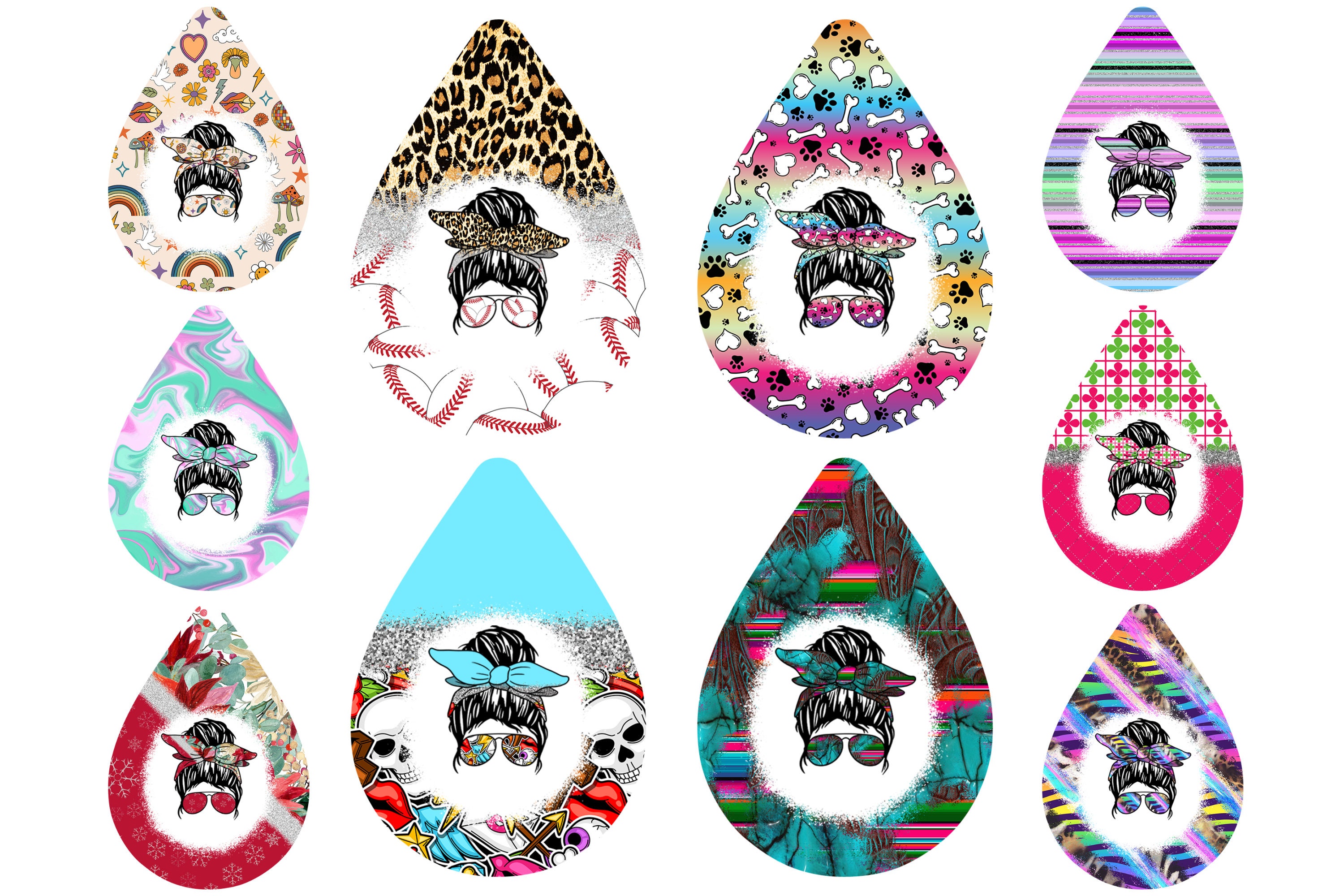 100 Tear Drop Earring Sublimation Design Bundle Earring Etsy