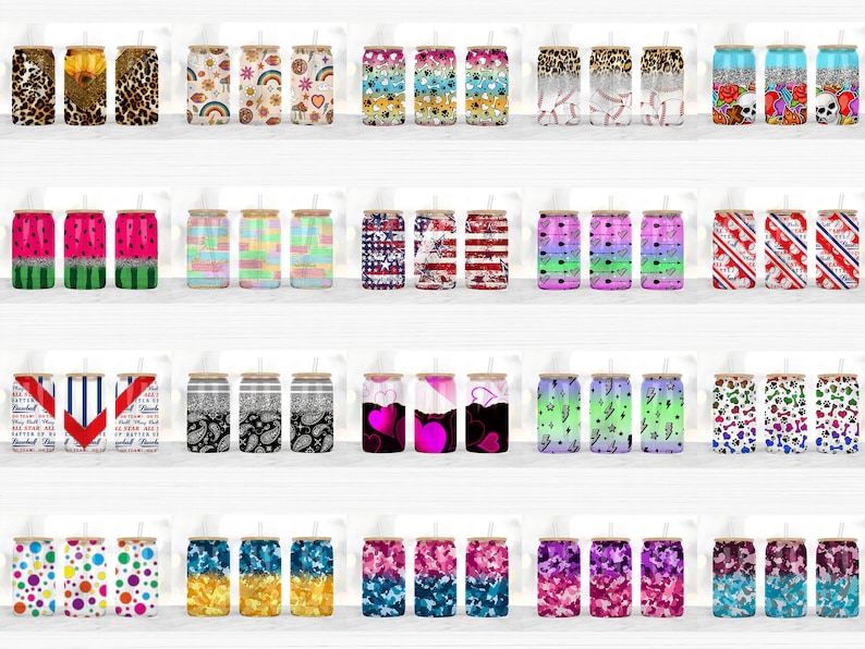 100 16oz Libbey Glass Sublimation Design Bundle, 16oz Libbey Glass