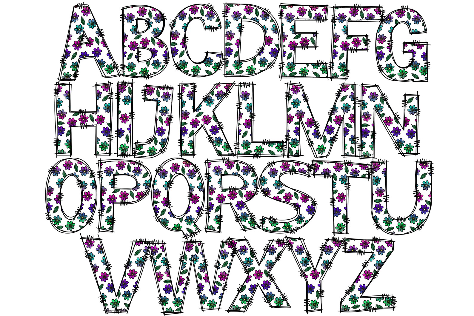 Doodle Letters PNG, Alphabet Letters, Doodle Alpha Png, Sublimation ...
