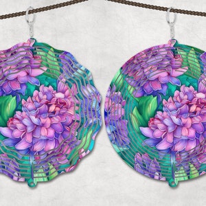 Floral Wind Spinner Sublimation Design Template, Sun Catcher, Floral wind Spinner png, Round Hanging Spinners png.