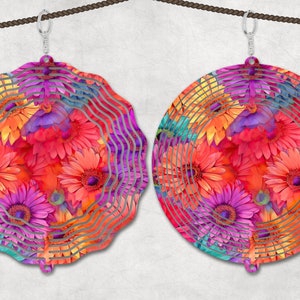 Floral Wind Spinner Sublimation Design Template, Sun Catcher, Floral wind Spinner png, Round Hanging Spinners png.