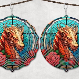 Stained Glass Wind Spinner Sublimation Design Template, Sun Catcher, Stained Glass wind Spinner png, Round Hanging Spinners png.