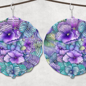 Floral Wind Spinner Sublimation Design Template, Sun Catcher, Floral wind Spinner png, Round Hanging Spinners png.