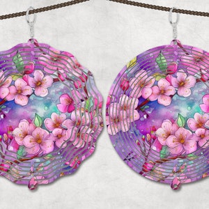 Floral Wind Spinner Sublimation Design Template, Sun Catcher, Floral wind Spinner png, Round Hanging Spinners png.