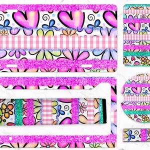 Paquete de sublimación de automóviles, sublimación de posavasos de automóviles, ambientador png, pulsera de llavero, diseños de matrículas, cubierta de cinturón de seguridad