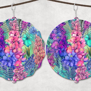 Floral Wind Spinner Sublimation Design Template, Sun Catcher, Floral wind Spinner png, Round Hanging Spinners png.