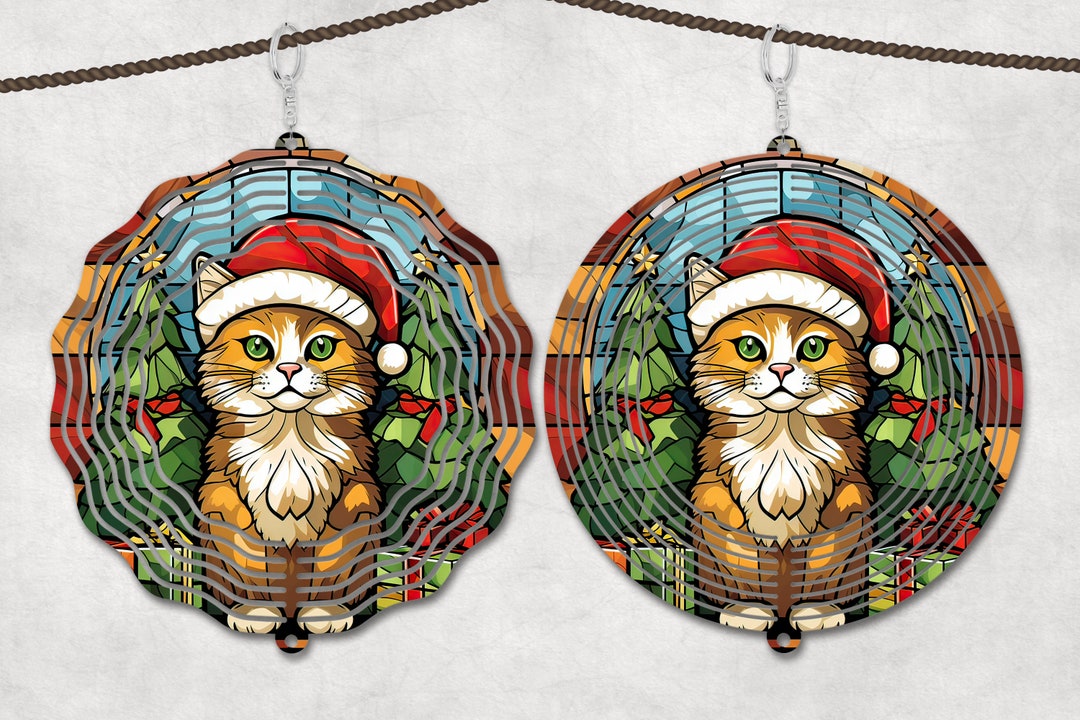 Christmas Stained Glass Wind Spinner Sublimation Design Template, Sun ...