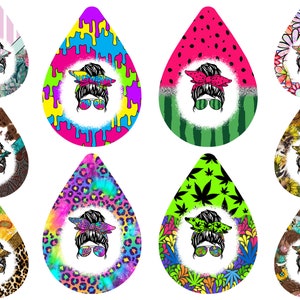 100 Pacchetto di design per sublimazione di orecchini a goccia, Pacchetto di orecchini, Disegni di orecchini a sublimazione a goccia, Disegni di orecchini a goccia