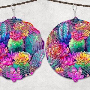 Floral Wind Spinner Sublimation Design Template, Sun Catcher, Floral wind Spinner png, Round Hanging Spinners png.