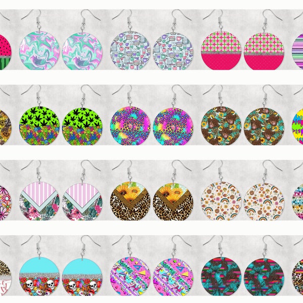 100 Round Earring Sublimation Design Bundle, Earring Bundle, Round Sublimation Earring Designs, Round Earring Designs