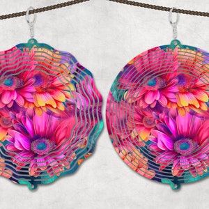 Floral Wind Spinner Sublimation Design Template, Sun Catcher, Floral wind Spinner png, Round Hanging Spinners png.
