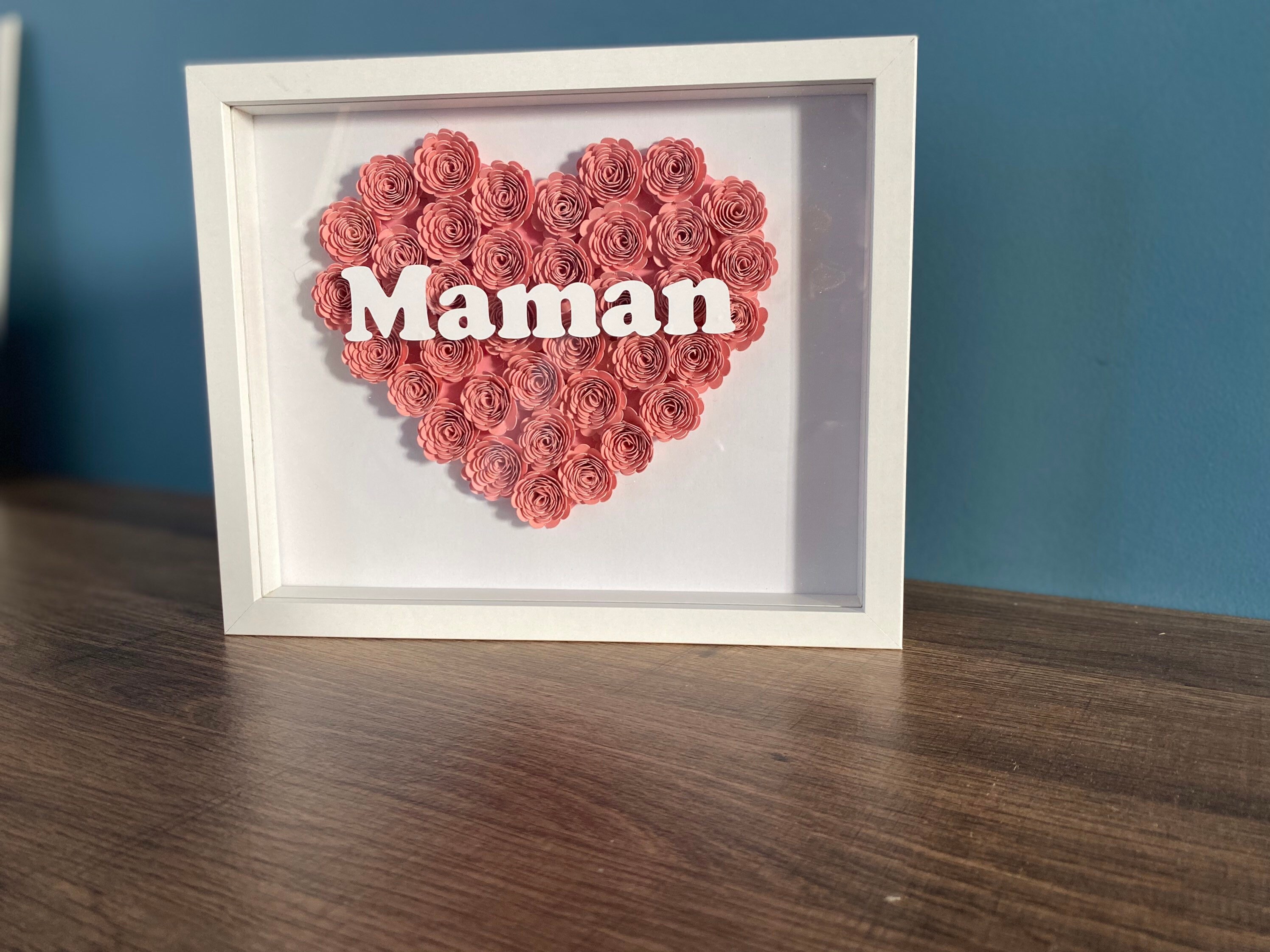 Cadre Fleur, Fêtes Des Mamies/ Maman Décoration Murale, Cadeau Anniversaire, Personnalisée Mamie, Or