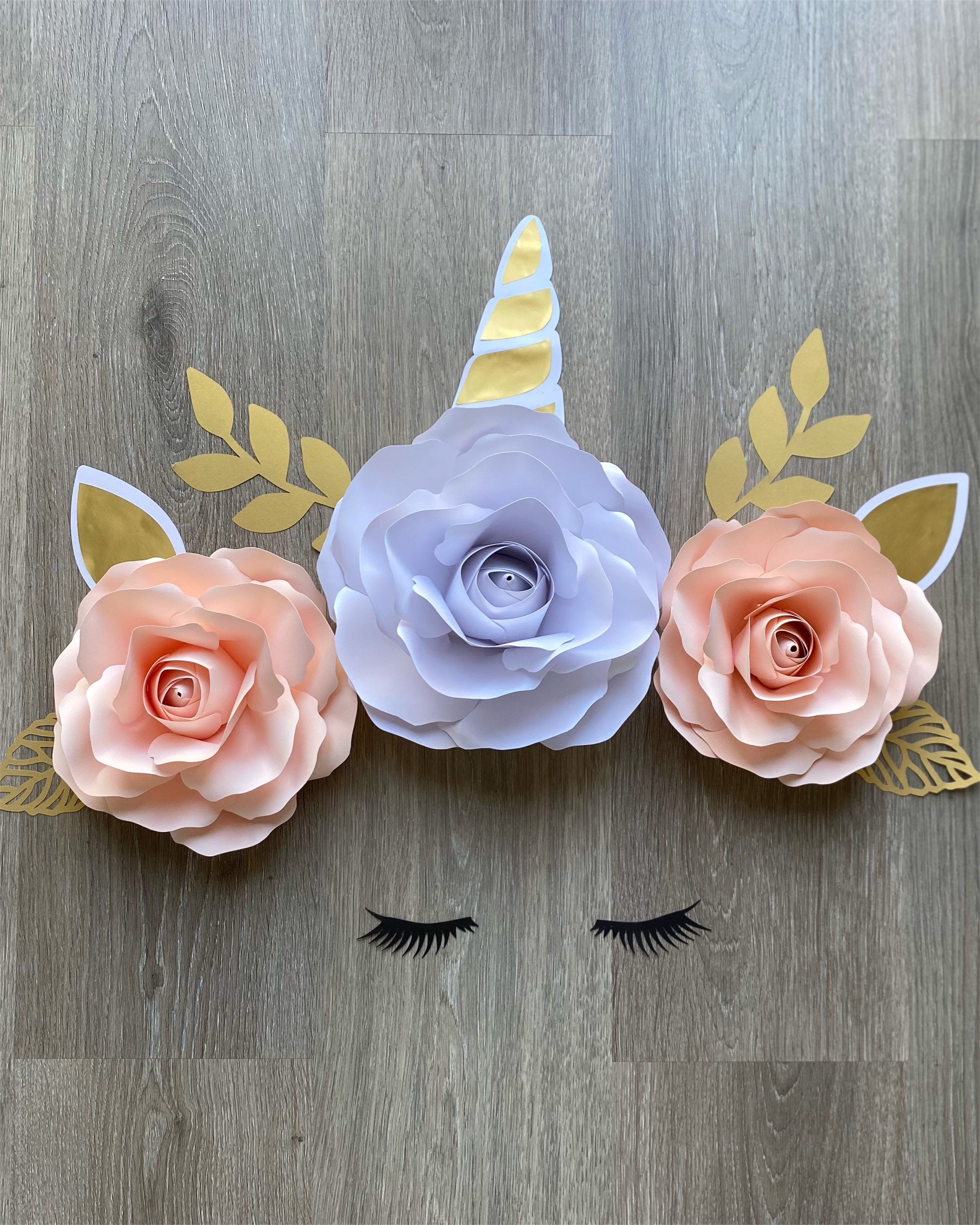 Composition Florale Licorne Décoration Murale Chambre Bébé Fille Cadeau de Naissance Original