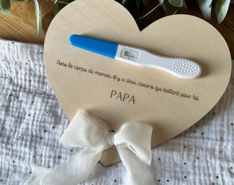 Pregnancy announcement card for dads, wooden pregnancy announcement, customizable wooden pregnancy announcement, original announcement for dads, pregnancy test