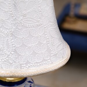 Handmade Hand-embroidered White Bell Lampshade image 3
