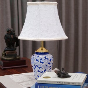 Handmade Hand-embroidered White Bell Lampshade image 2