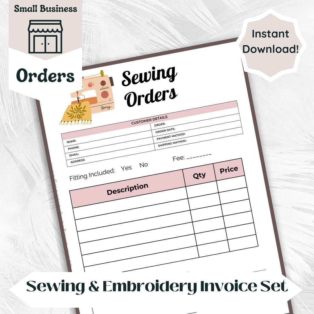 Seamstress Business Invoice Sewing Invoice Template Download Embroidery