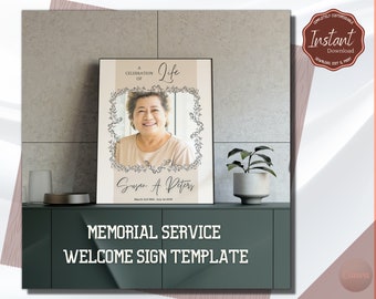 Elegante cartello di benvenuto per il servizio commemorativo - Modello di cartello di benvenuto per funerale - Modello di celebrazione della vita - DOWNLOAD IMMEDIATO