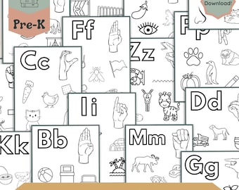 Sign Language Coloring Pages Alphabet - Etsy